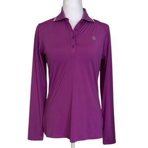 Coolibar UV Protection Polo Women's Prestwick Golf Top Sz XS Long Sleeve Purple